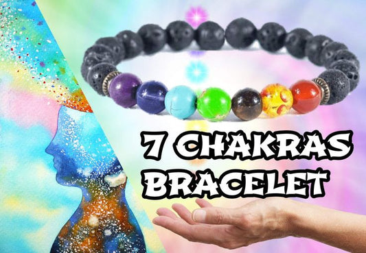7 Chakra naturlig lavasten armbånd
