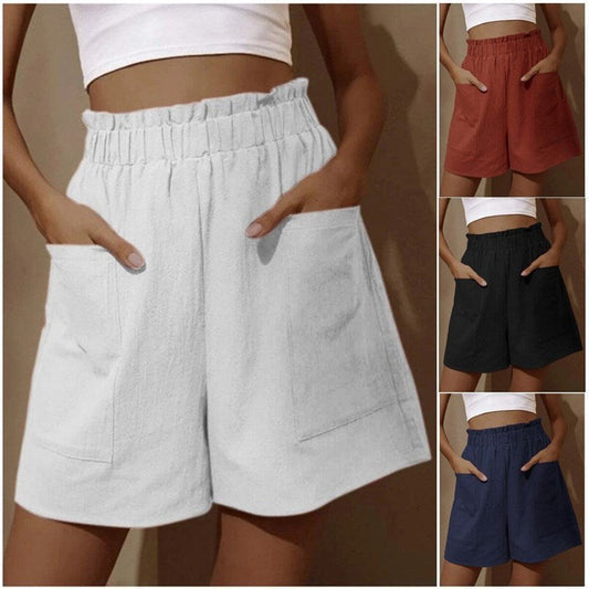 Dame Basic Streetwear elastiske linned åndbare bløde shorts