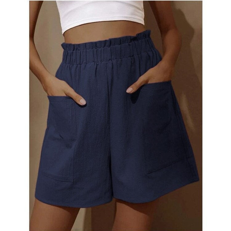 Women's Basic Streetwear Elastic Linen Breathable Soft Shorts