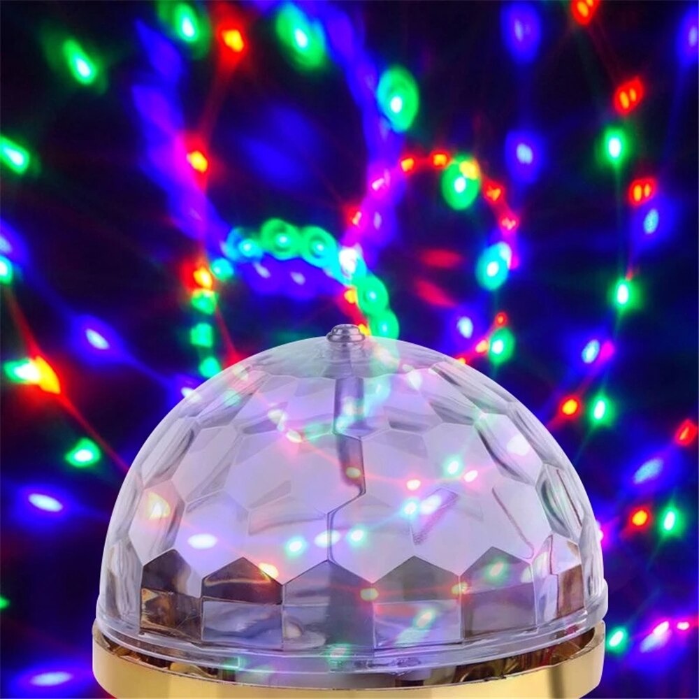 Диско топка лампа RGB въртяща се LED парти крушка